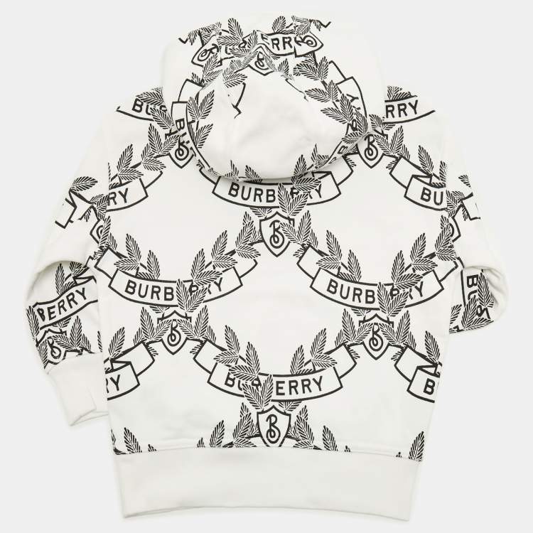Pre Owned Burberry Kids White Printed Cotton Hoodie 4Yrs