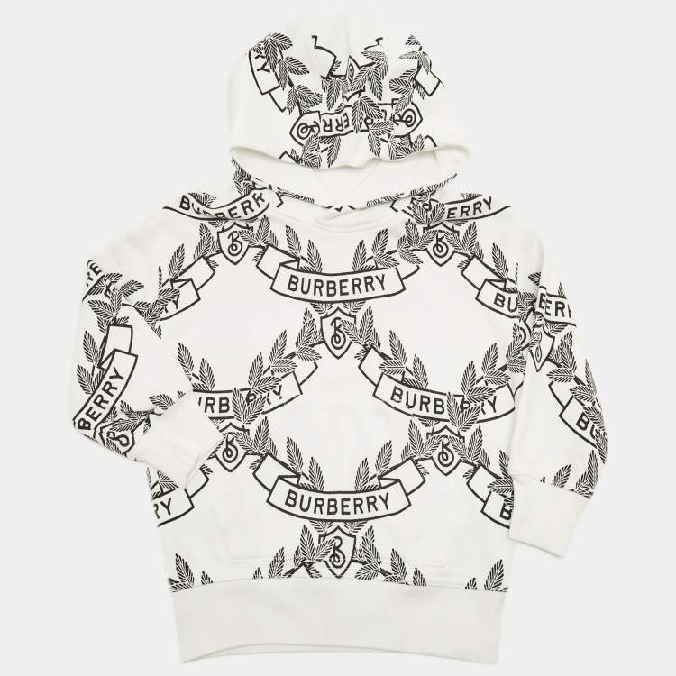 Pre Owned Burberry Kids White Printed Cotton Hoodie 4Yrs
