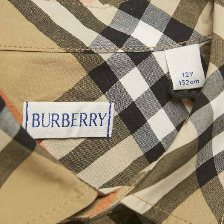 Pre Owned Burberry Kids Beige Nova Checks Cotton Short Sleeve Shirt 12Yrs