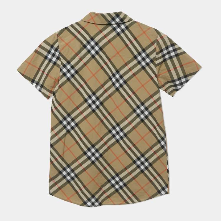 Pre Owned Burberry Kids Beige Nova Checks Cotton Short Sleeve Shirt 12Yrs