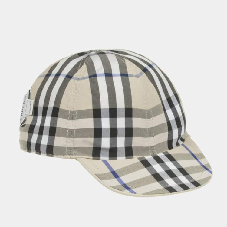 Pre Owned Burberry Kids Beige Cotton Reversible Baseball Cap Size 4Y-6Y