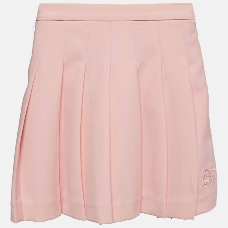 Pre Owned Burberry Pink Gabardine Pleated Skirt 4 Yrs