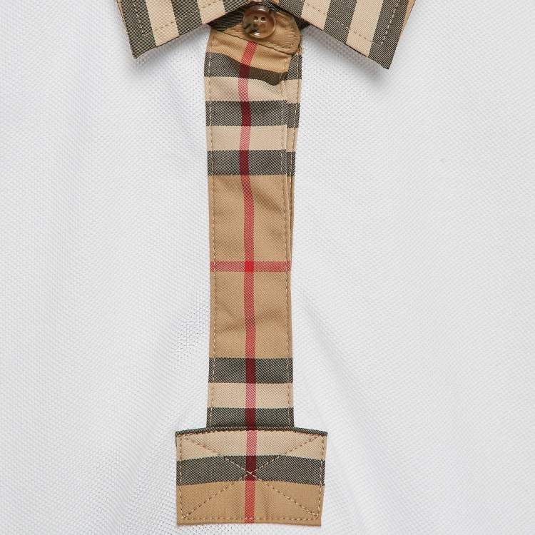 Pre Owned Burberry Kids Vintage Cotton Pique Check Trimmed Pintuck Dress 3 Yrs 