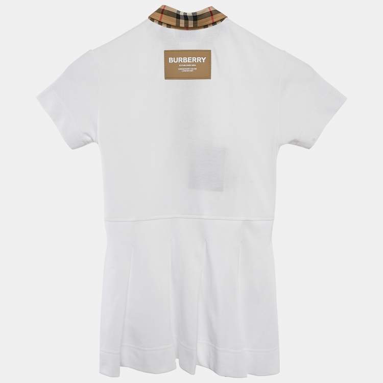 Pre Owned Burberry Kids Cotton Piqué Vintage Pleated Dress 6 Yrs