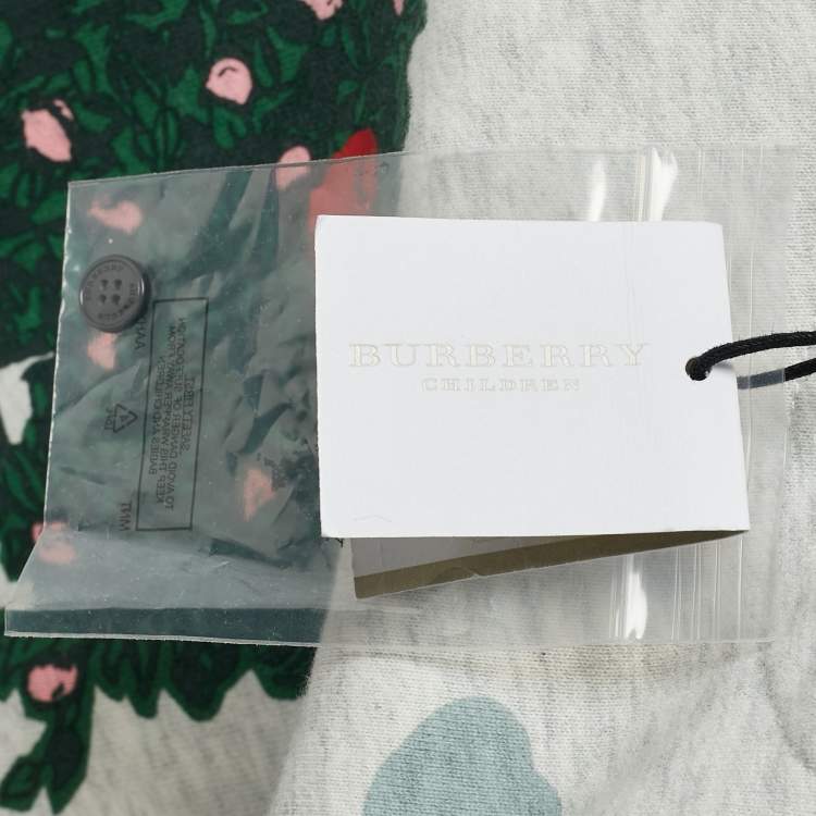 Pre Owned Burberry Green Maze Print Cotton Knit Dress 12M