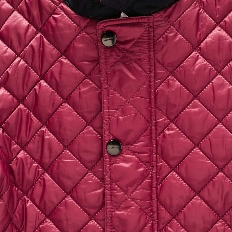 Pre Owned Burberry Children Pink Synthetic Button Front Quilted Jacket 10 Yrs