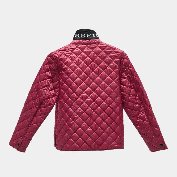Pre Owned Burberry Children Pink Synthetic Button Front Quilted Jacket 10 Yrs