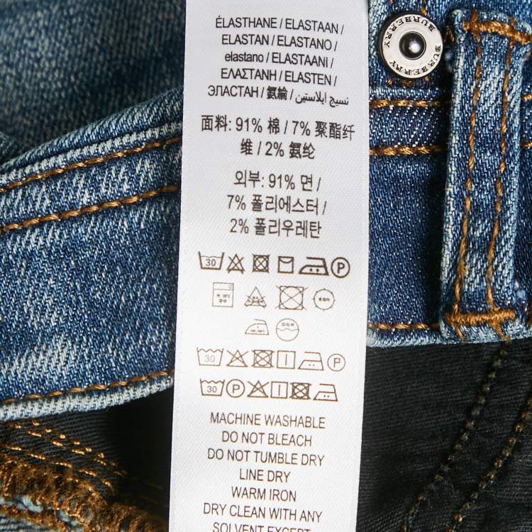 Pre Owned Burberry Children Blue Washed Denim Skinny Jeans 8 Yrs Waist 22"