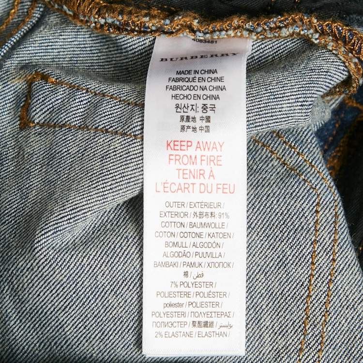 Pre Owned Burberry Children Blue Washed Denim Skinny Jeans 8 Yrs Waist 22"
