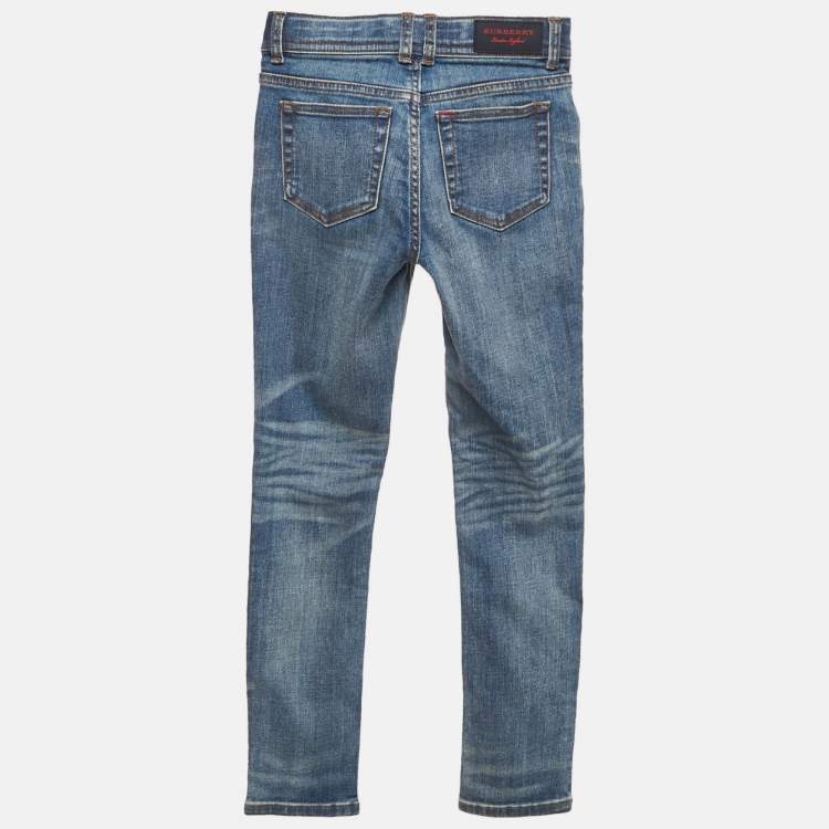 Pre Owned Burberry Children Blue Washed Denim Skinny Jeans 8 Yrs Waist 22"