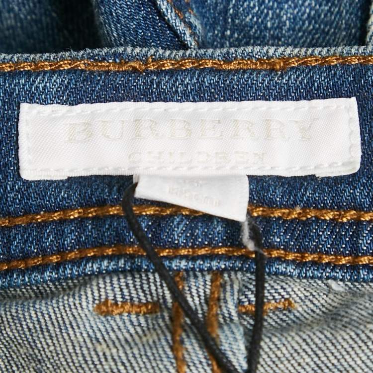 Pre Owned Burberry Children Blue Washed Denim Skinny Jeans 8 Yrs Waist 22"