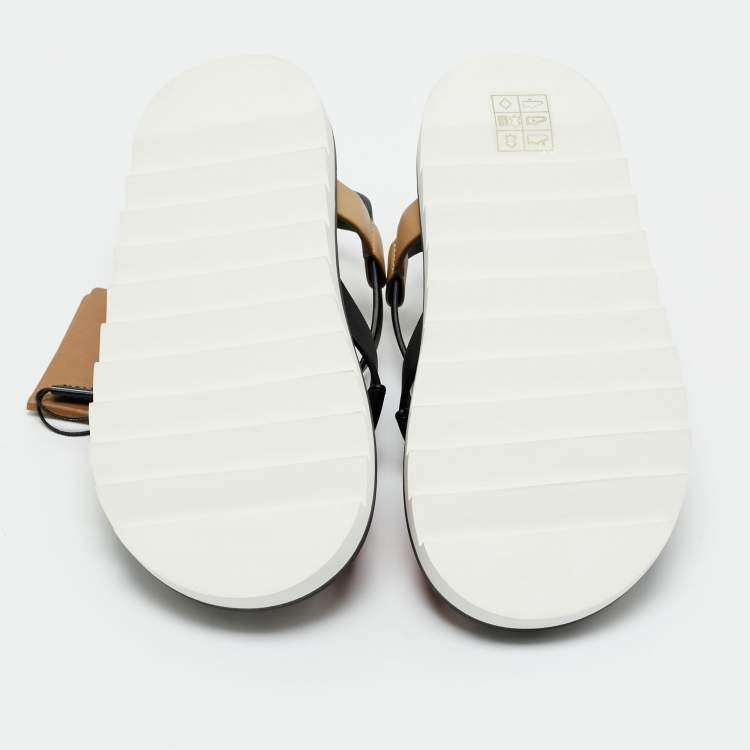 Pre Owned Burberry Multicolor Leather Check Print Jane Flat Sandals Size 31