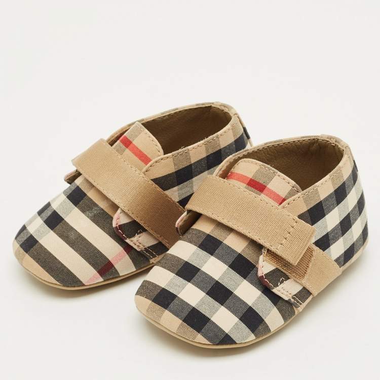 مملوكة مسبقًا Burberry Beige Vintage Check Canvas Charlton Boots Size 15