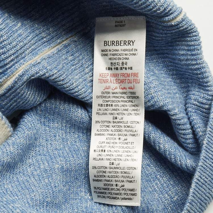 مملوكة مسبقًا Burberry Kids Blue Rib Knit Buttoned Cardigan 8Yrs