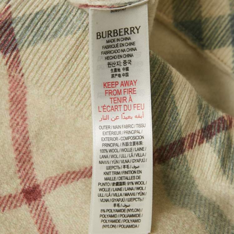 Pre Owned Burberry Kids Beige Nova Checks Wool Mini Skirt 6Yrs