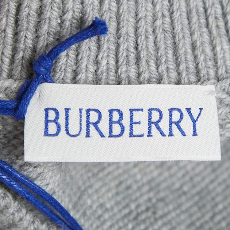 Pre Owned Burberry Kids Grey Teddy With Scarf Intarsia Wool Sweater 6Yrs