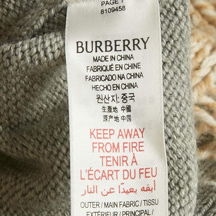 Pre Owned Burberry Kids Grey Teddy With Scarf Intarsia Wool Sweater 6Yrs