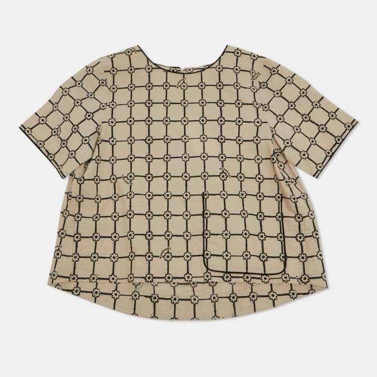 Pre Owned Burberry Children Beige Printed Cotton Top 10Yrs
