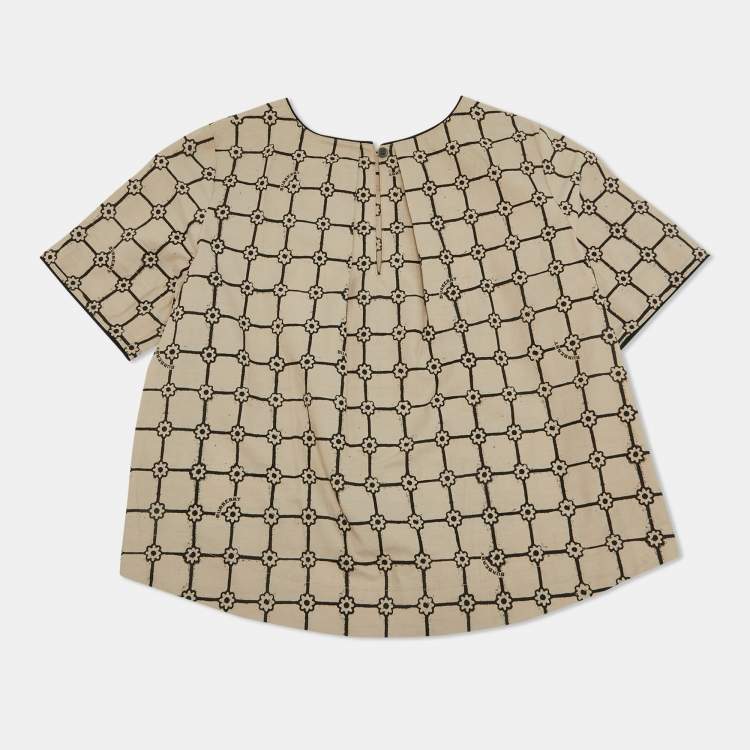Pre Owned Burberry Children Beige Printed Cotton Top 10Yrs