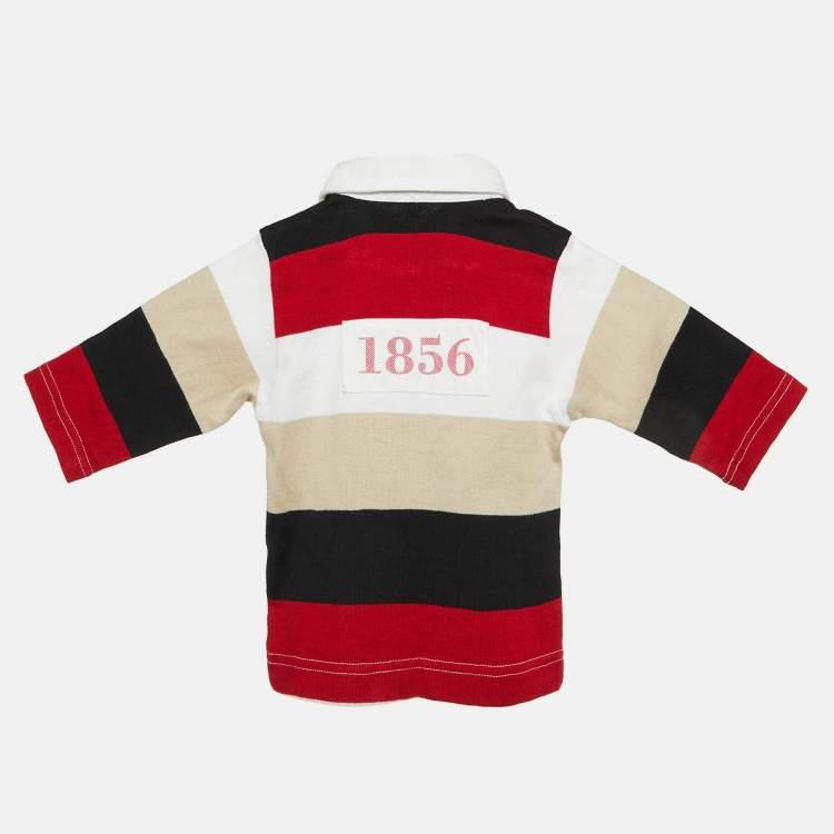 Pre Owned Burberry Kids Multicolor Striped Cotton Polo T-Shirt 6M
