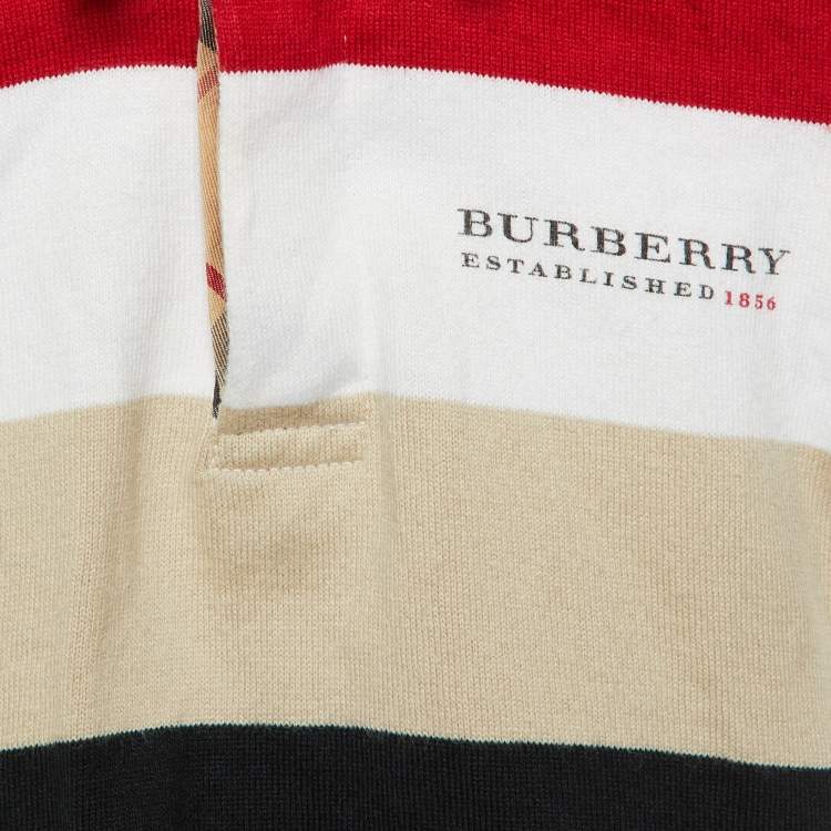 Pre Owned Burberry Kids Multicolor Striped Cotton Polo T-Shirt 6M