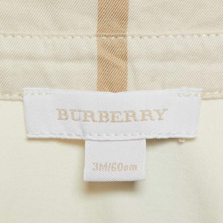 Pre Owned Burberry Kids Cream Nova Check Cotton Unisex Shirt Bodysuit 3M 