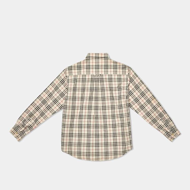 Pre Owned Burberry Kids Beige Tartan Checks Cotton Button Front Shirt 10 Yrs
