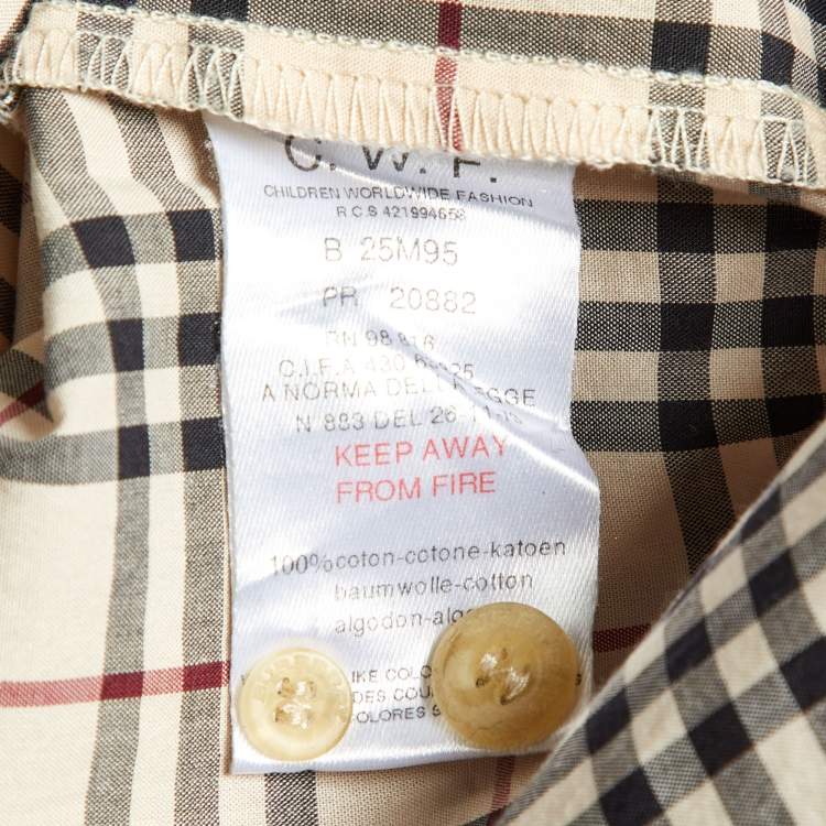 Pre Owned Burberry Kids Beige Tartan Checks Cotton Button Front Shirt 10 Yrs