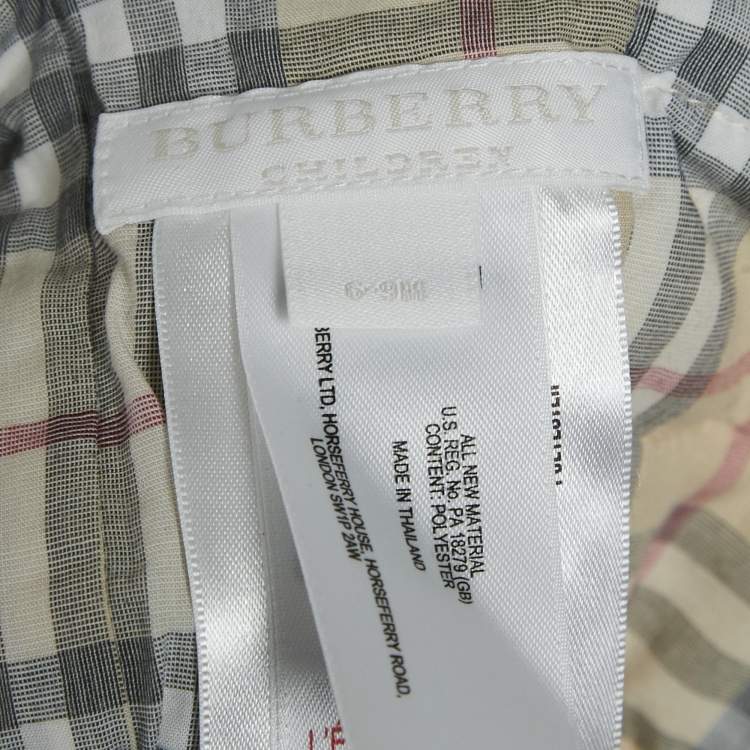 Pre Owned Burberry Children Iggy Checks Cotton Quilted Baby Nest 6-9 M