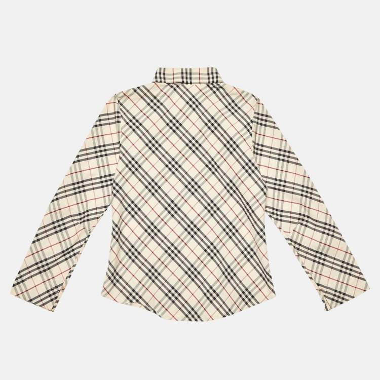 Pre Owned Burberry Kids Beige Vintage Checked Cotton Shirt Size 6 Yrs