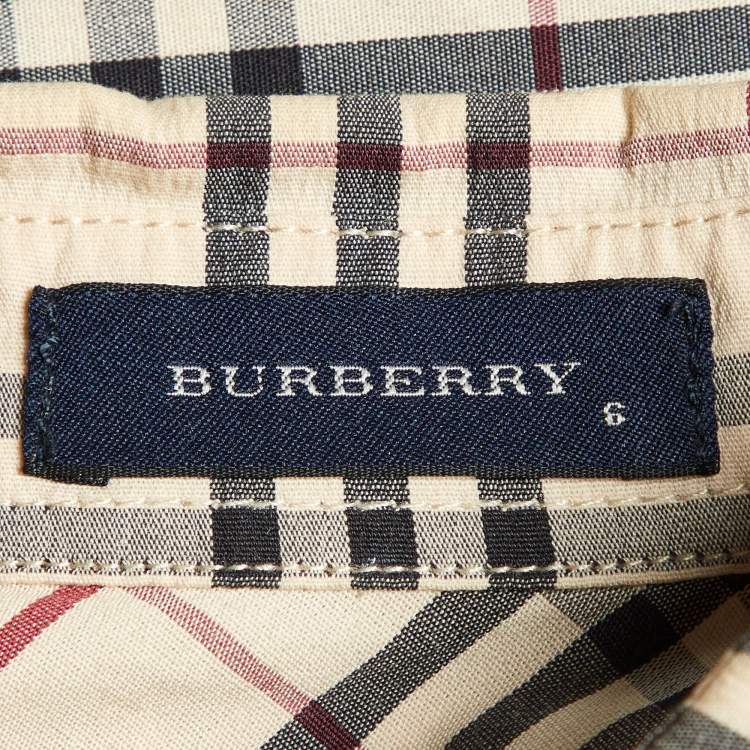 Pre Owned Burberry Kids Beige Vintage Checked Cotton Shirt Size 6 Yrs
