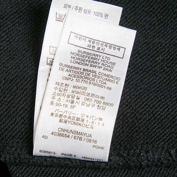 Pre Owned Burberry Children Black Cotton Zip-Up Hoodie 12 Yrs