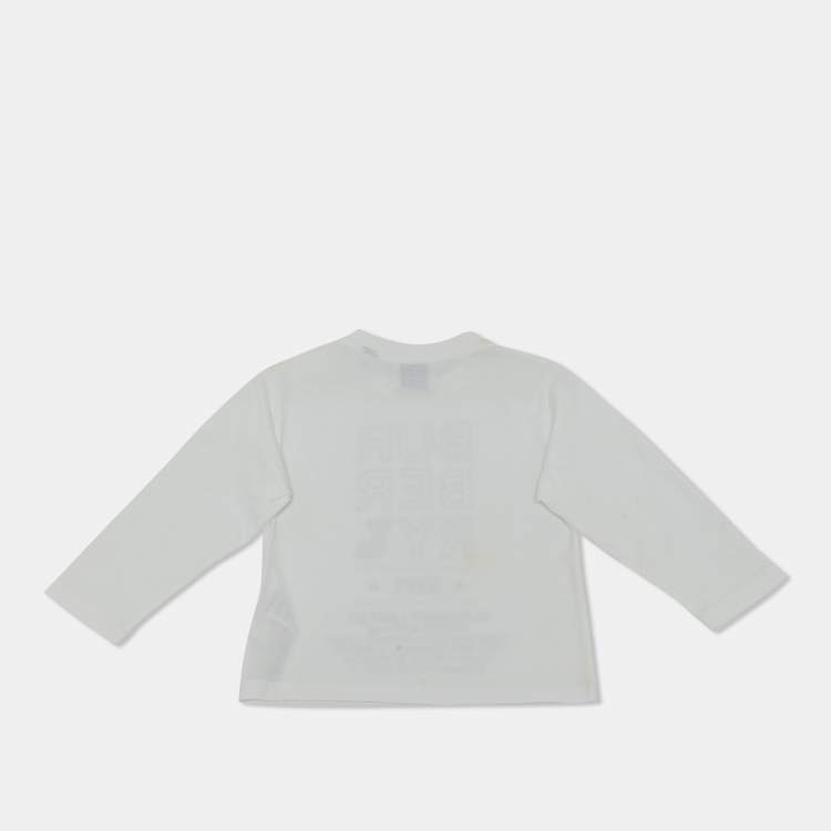 Pre Owned Burberry Kids Logo Print White Cotton Long Sleeve T-Shirt 18 M