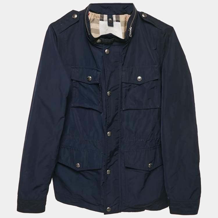 Pre Owned Burberry Kids Navy Blue Synthetic Zip-Up Jacket 14 Yrs