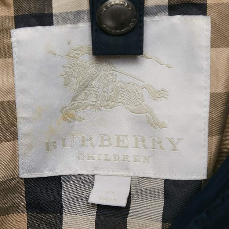 Pre Owned Burberry Kids Navy Blue Synthetic Zip-Up Jacket 14 Yrs