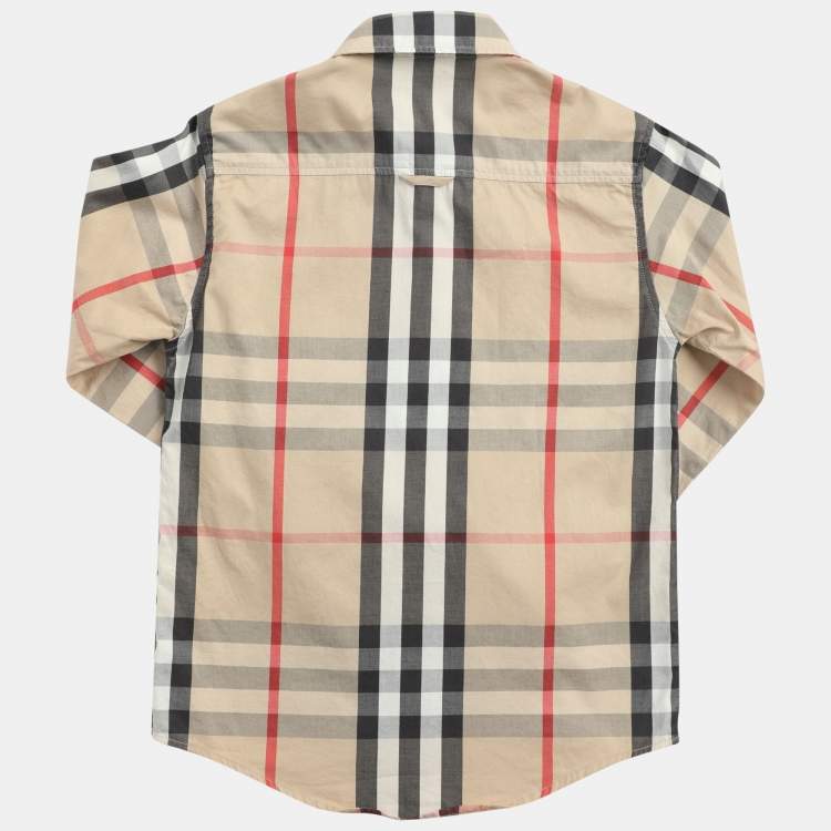 Pre Owned Burberry Beige Check Cotton Button Front Shirt Shirt 10Y