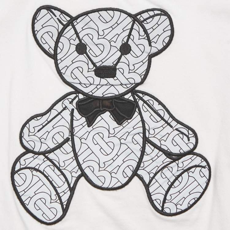 Pre Owned Burberry Kids White Cotton Thomas Bear Applique Detail T-Shirt 18M