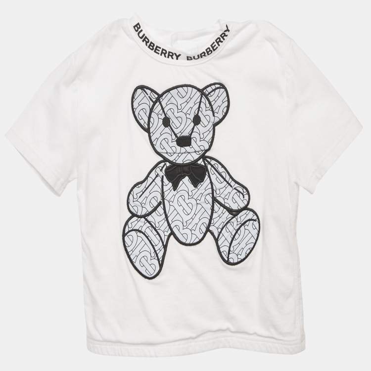 Pre Owned Burberry Kids White Cotton Thomas Bear Applique Detail T-Shirt 18M