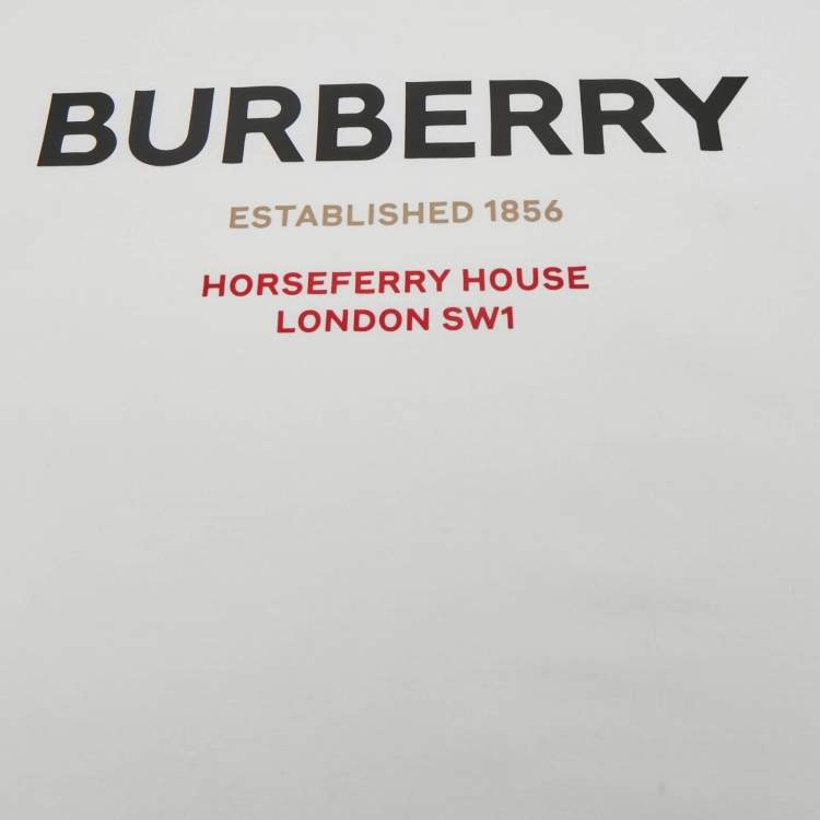 Pre Owned Burberry White Logo Horseferry Print Jersey T-Shirt 12 Yrs 