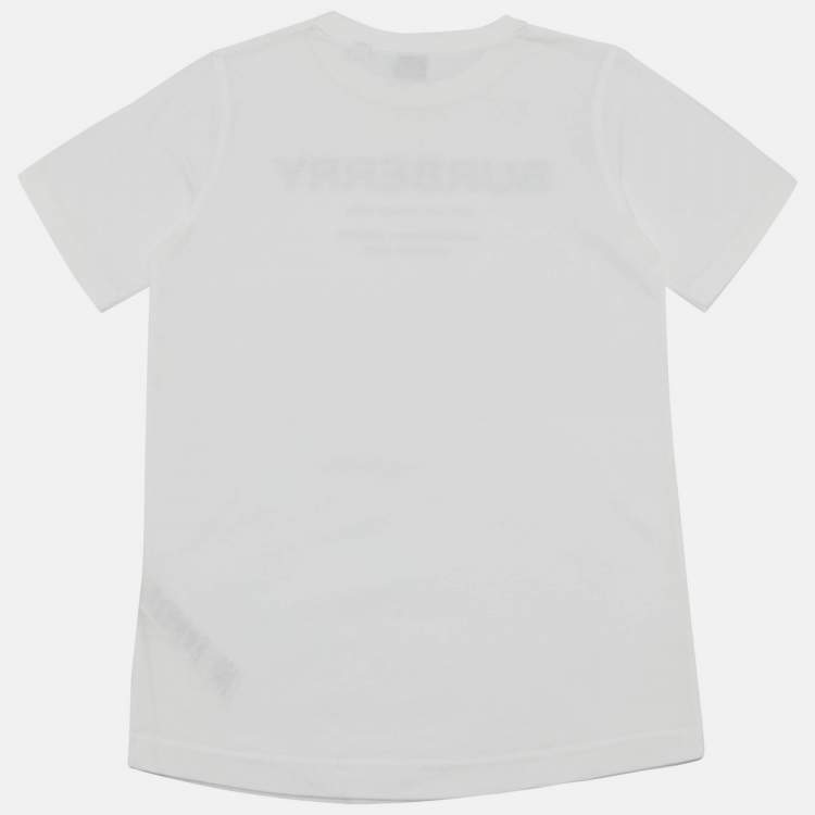 Pre Owned Burberry White Logo Horseferry Print Jersey T-Shirt 12 Yrs 