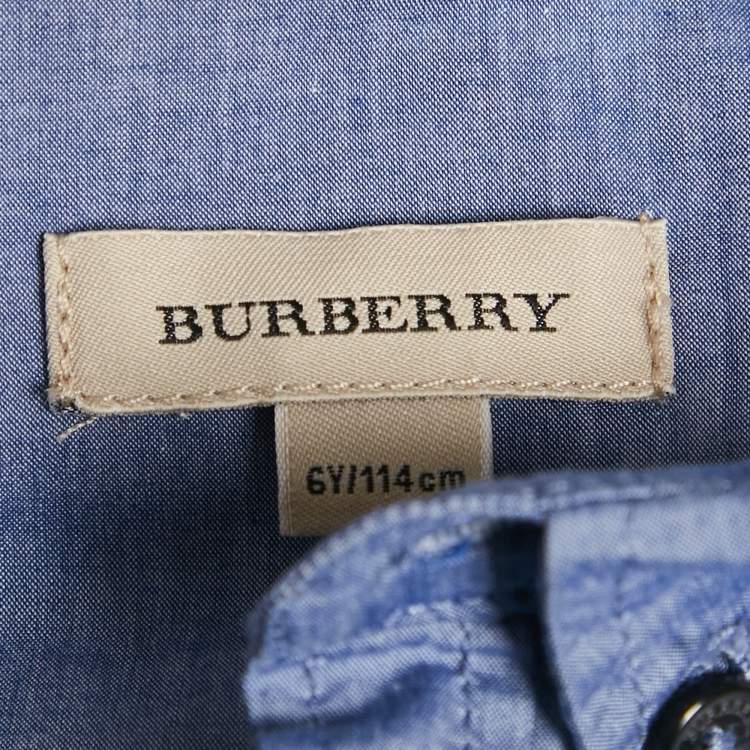 Pre Owned Burberry Kids Blue Chambray Long Sleeve Shirt 5 Yrs 