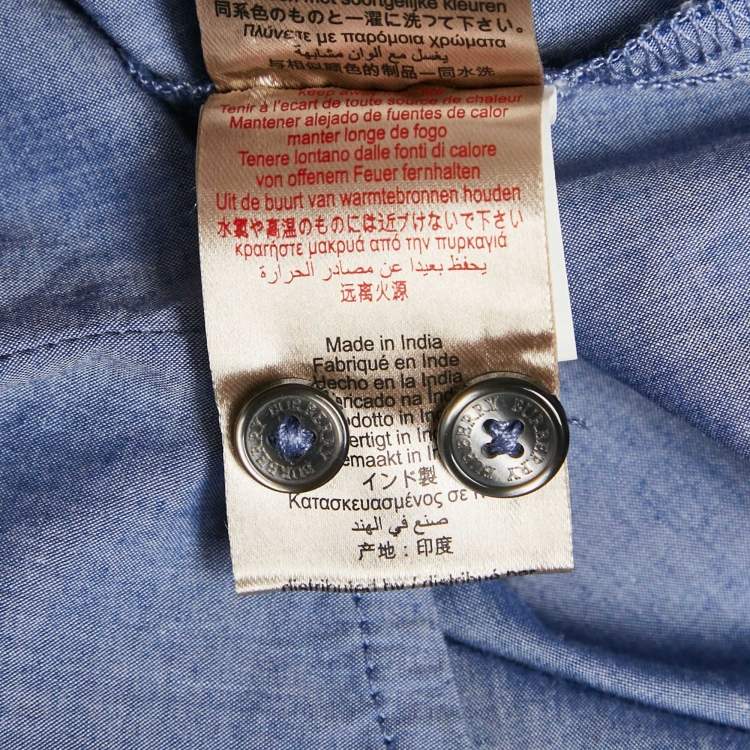 Pre Owned Burberry Kids Blue Chambray Long Sleeve Shirt 5 Yrs 