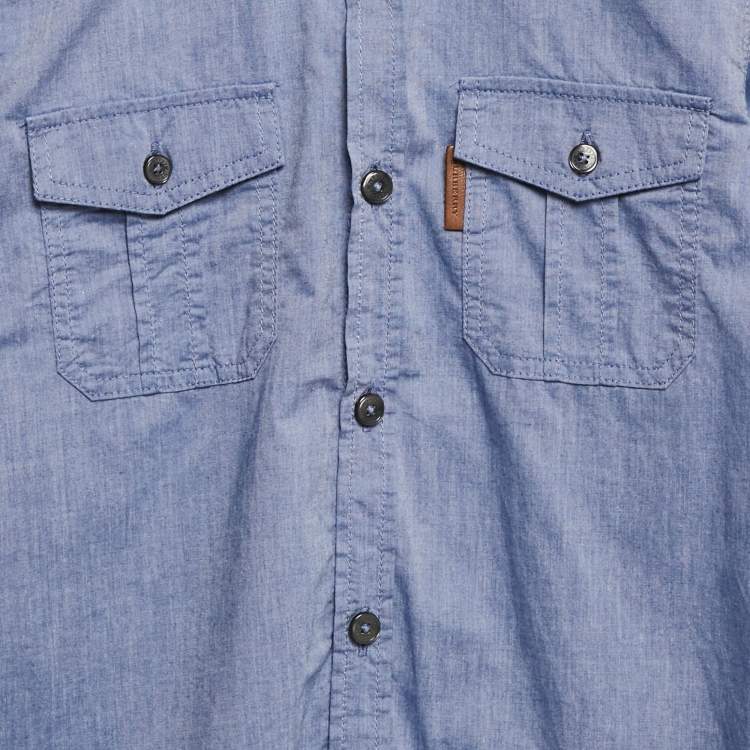Pre Owned Burberry Kids Blue Chambray Long Sleeve Shirt 5 Yrs 