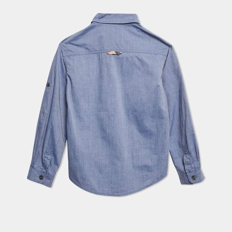 Pre Owned Burberry Kids Blue Chambray Long Sleeve Shirt 5 Yrs 