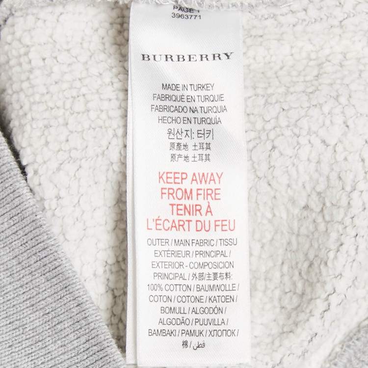 Pre Owned Burberry Children Grey Logo Embroidered Cotton Knit Sweatshirt and Sweatpants Set 8 Yrs