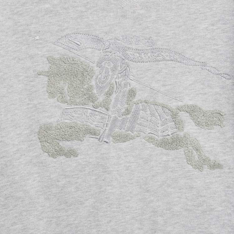 Pre Owned Burberry Children Grey Logo Embroidered Cotton Knit Sweatshirt and Sweatpants Set 8 Yrs