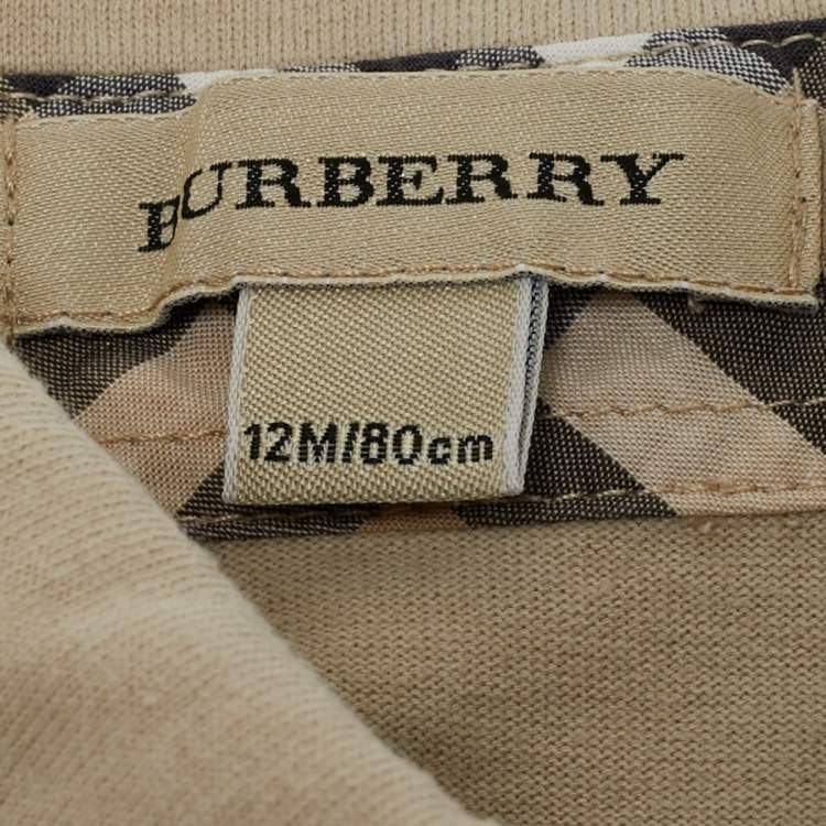 Pre Owned Burberry Kids Beige Cotton Jersey Polo T-Shirt 12M
