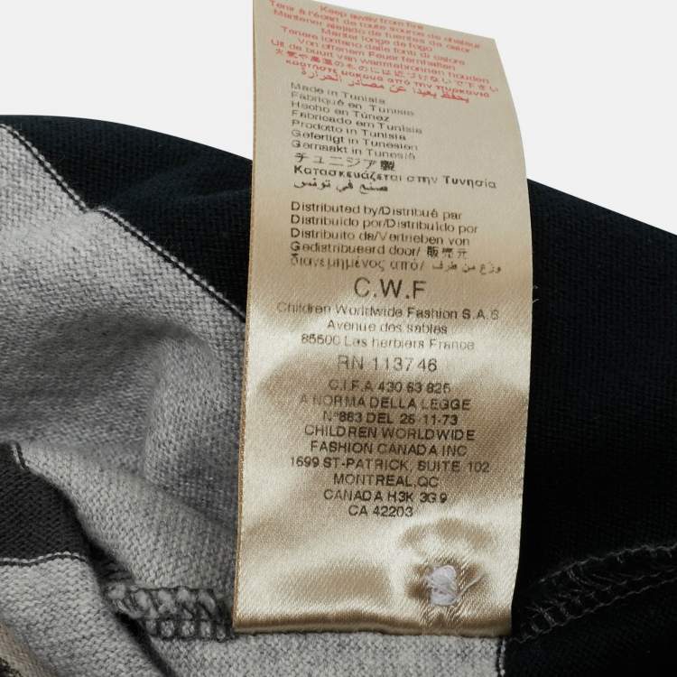 Pre Owned Burberry Kids Beige/Blue Striped Jersey Long Sleeve Polo T-Shirt 18M