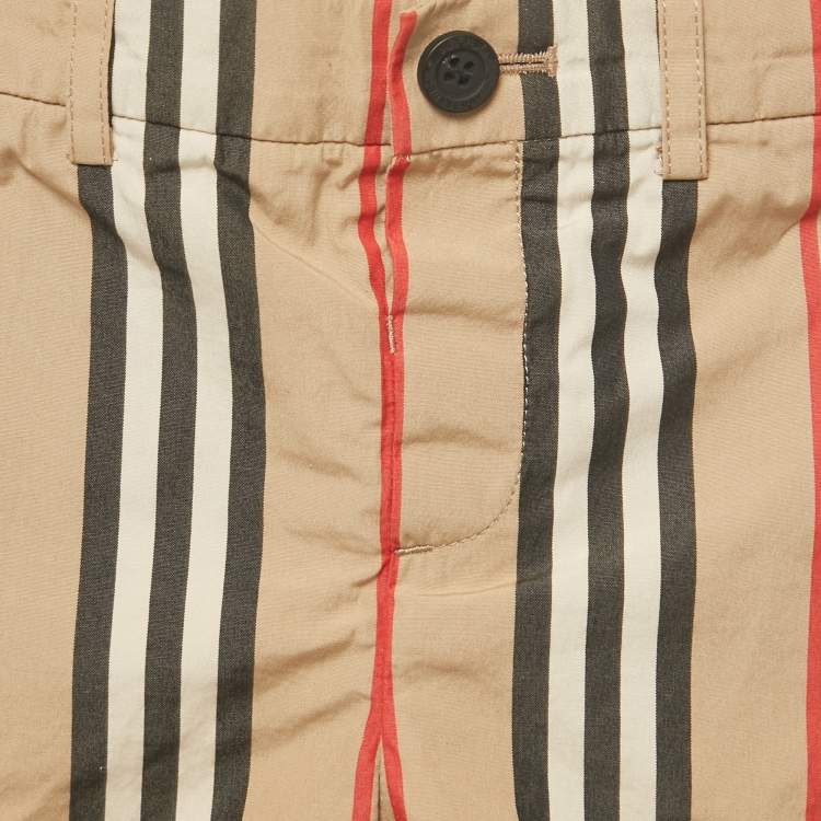 Pre Owned Burberry Kids Brown Striped Cotton Talbot Hoody Shorts 18M