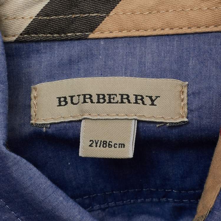 Pre Owned Burberry Kids Blue Chambray Shirt 2 Yrs